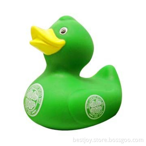 Green Rubber Duck with Soccer Team Logos Available, Ideal for Gifts